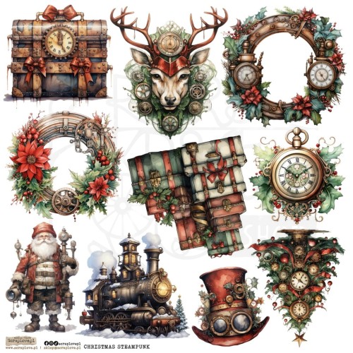 Naklejki do scrapbookingu i art journalingu Christmas Steampunk 1 ScrapLove