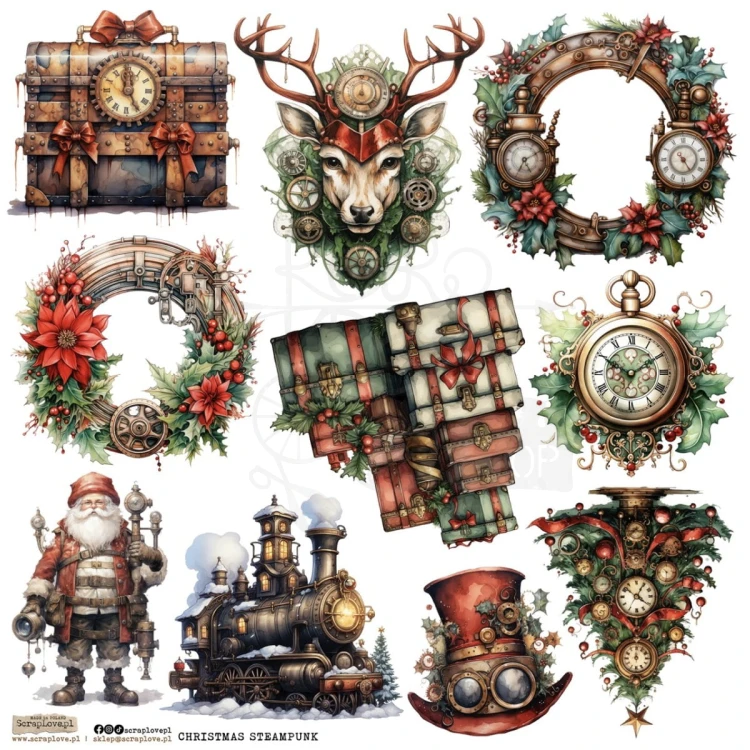Naklejki do scrapbookingu i art journalingu Christmas Steampunk 1 ScrapLove