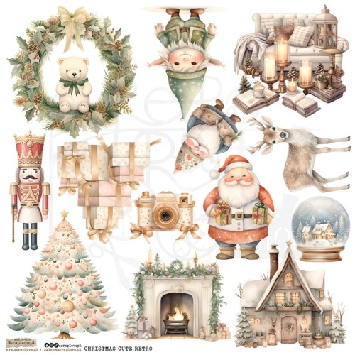 Naklejki do scrapbookingu i art journalingu Christmas Cute Retro 1 ScrapLove