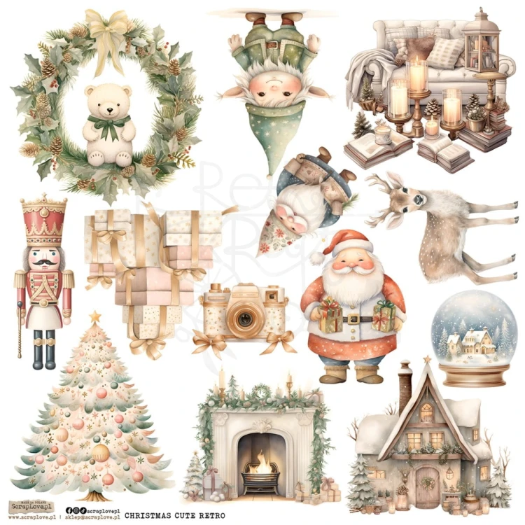 Naklejki do scrapbookingu i art journalingu Christmas Cute Retro 1 ScrapLove