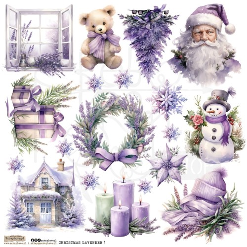 Naklejki do scrapbookingu i art journalingu Christmas Lavender Set 1 ScrapLove
