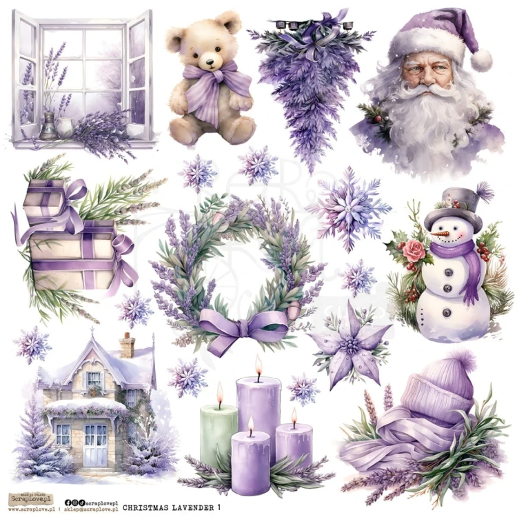 Naklejki do scrapbookingu i art journalingu Christmas Lavender Set 1 ScrapLove