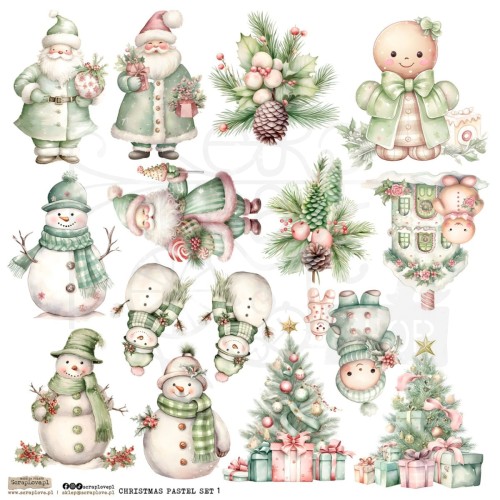 Naklejki do scrapbookingu i art journalingu Christmas Pastel Set 1 ScrapLove