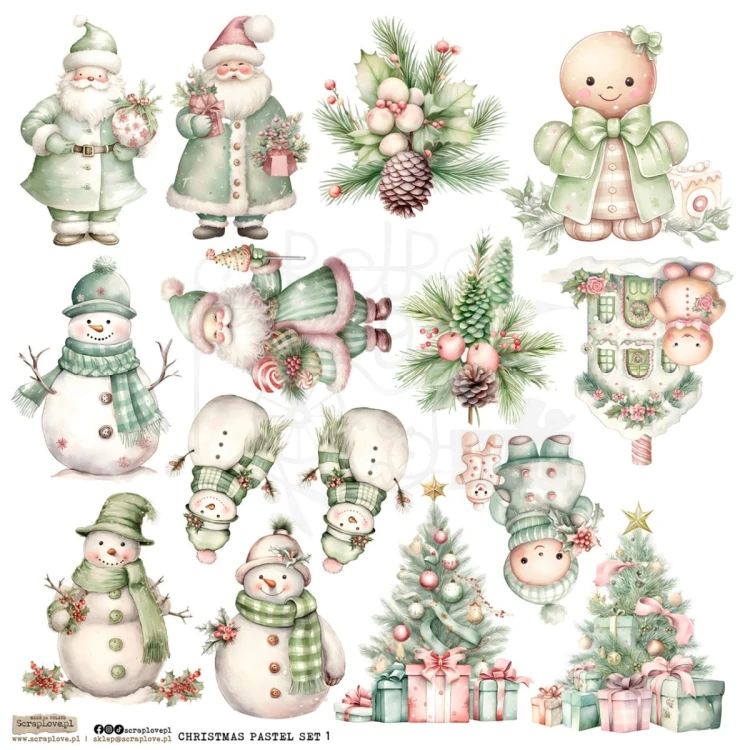 Naklejki do scrapbookingu i art journalingu Christmas Pastel Set 1 ScrapLove