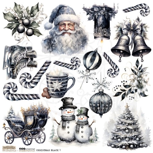 Naklejki do scrapbookingu i art journalingu Christmas Black 1 ScrapLove