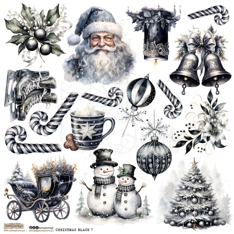 Naklejki do scrapbookingu i art journalingu Christmas Black 1 ScrapLove