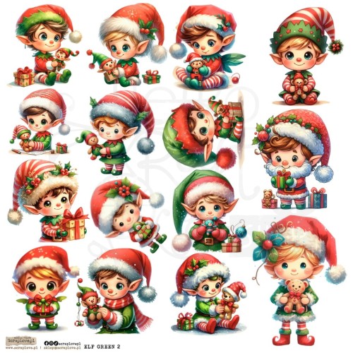 Naklejki do scrapbookingu i art journalingu Elf Green 2 ScrapLove