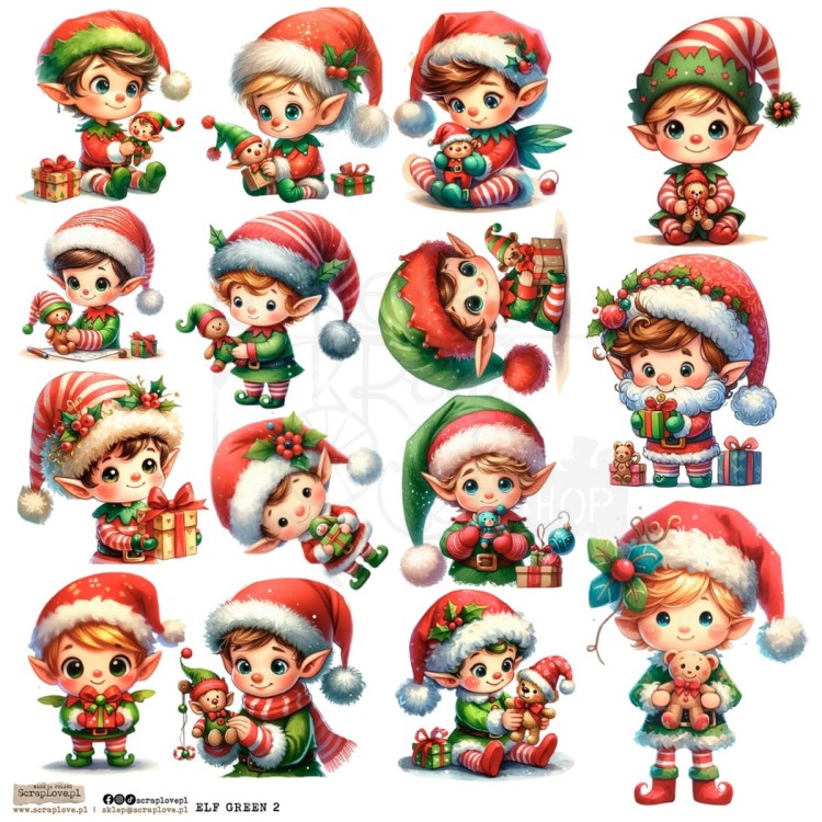 Naklejki do scrapbookingu i art journalingu Elf Green 2 ScrapLove