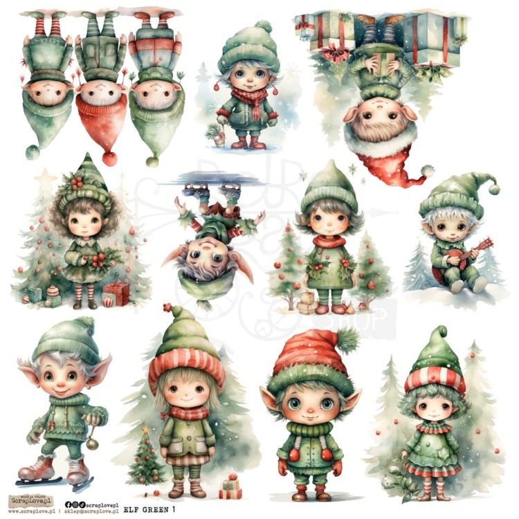 Naklejki do scrapbookingu i art journalingu Elf Green 1 ScrapLove