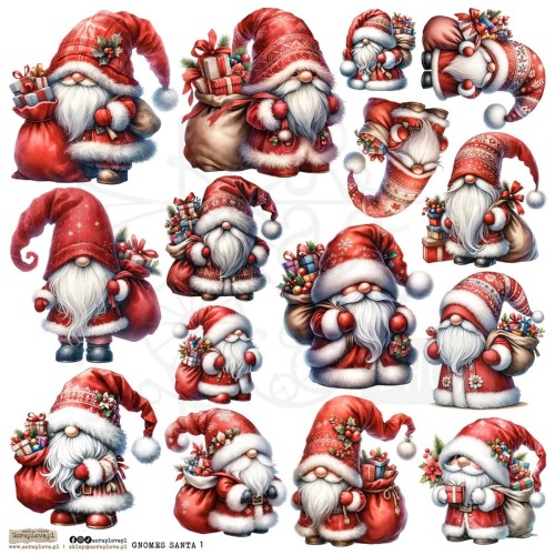 Naklejki do scrapbookingu i art journalingu Gnomes Santa 1 ScrapLove