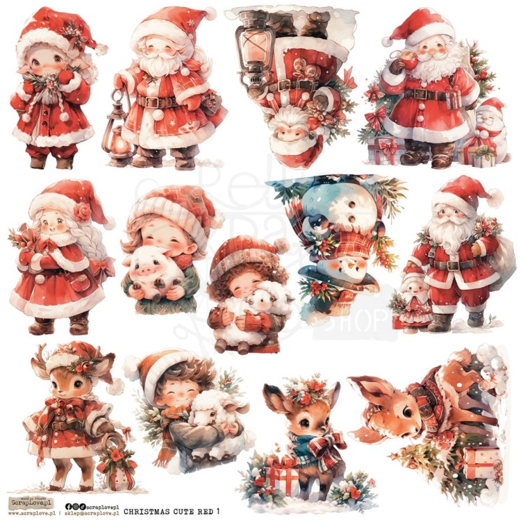 Naklejki do scrapbookingu i art journalingu Christmas Cute Red 1 ScrapLove