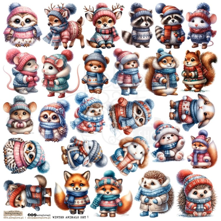 Naklejki do scrapbookingu i art journalingu Winter Animals Set 1 ScrapLove