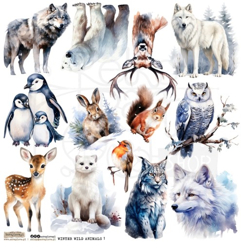 Naklejki do scrapbookingu i art journalingu Winter Wild Animals 1 ScrapLove