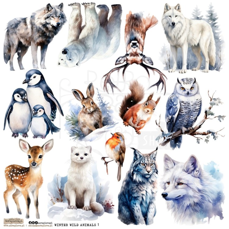 Naklejki do scrapbookingu i art journalingu Winter Wild Animals 1 ScrapLove