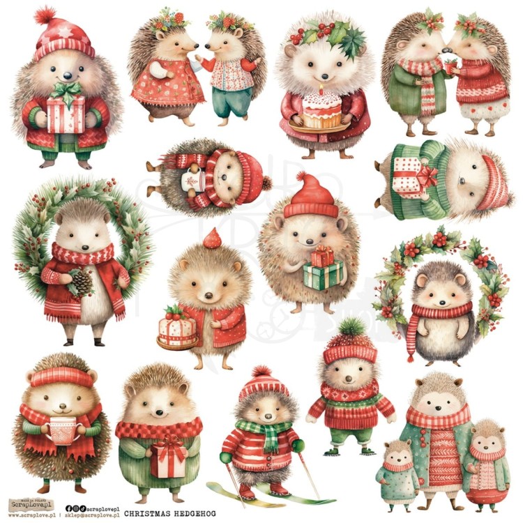Naklejki do scrapbookingu i art journalingu Christmas Hedgehog 1 ScrapLove