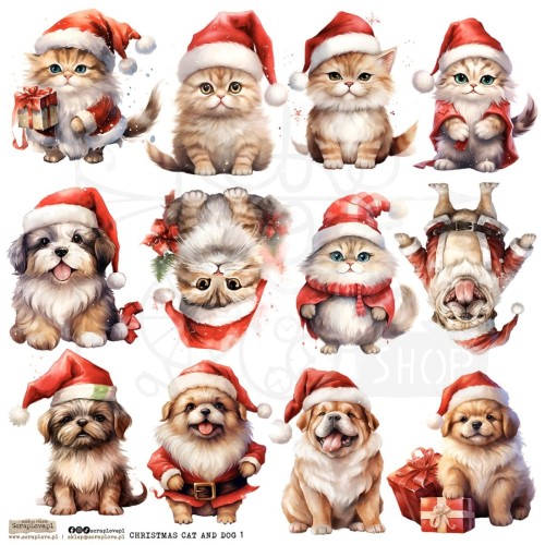 Naklejki do scrapbookingu i art journalingu Christmas Cat And Dog ScrapLove