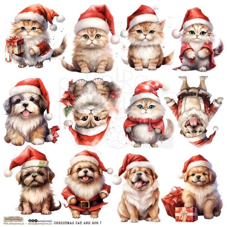 Naklejki do scrapbookingu i art journalingu Christmas Cat And Dog ScrapLove