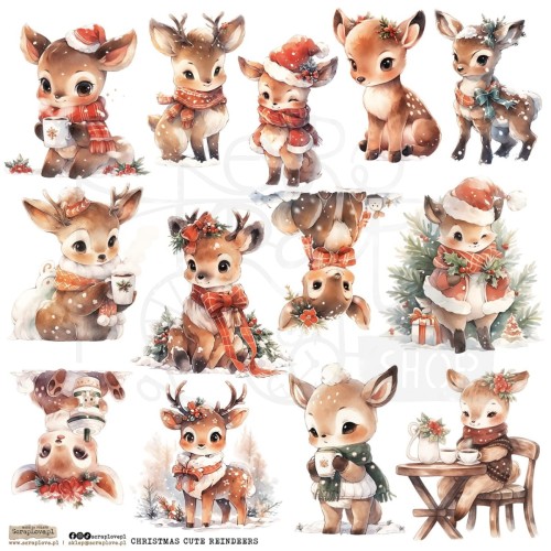 Naklejki do scrapbookingu i art journalingu Christmas Cute Reindeer 1 ScrapLove