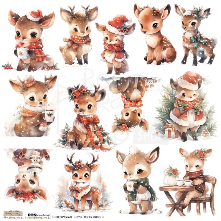 Naklejki do scrapbookingu i art journalingu Christmas Cute Reindeer 1 ScrapLove