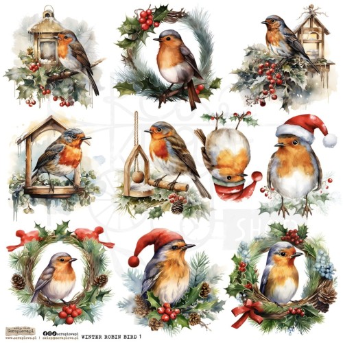 Naklejki do scrapbookingu i art journalingu Winter Robin Bird 1 ScrapLove