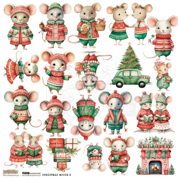 Naklejki do scrapbookingu i art journalingu Christmas Mouse 2 ScrapLove