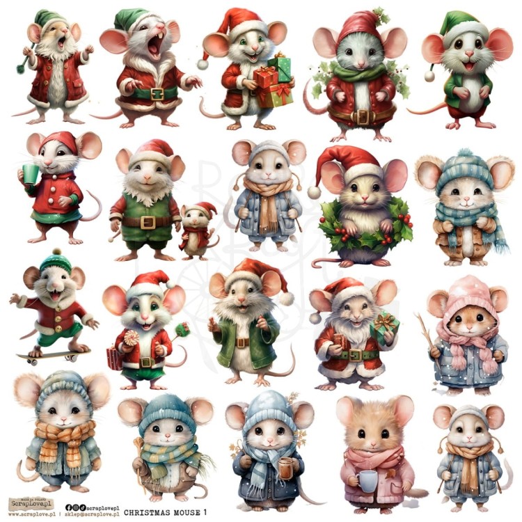 Naklejki do scrapbookingu i art journalingu Christmas Mouse 1 ScrapLove