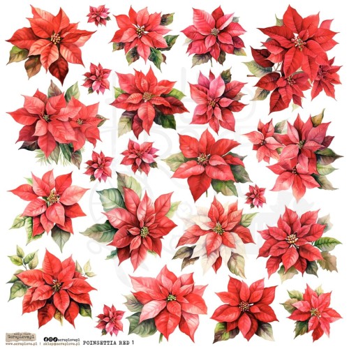 Naklejki do scrapbookingu i art journalingu Poinsettia Red 1 ScrapLove