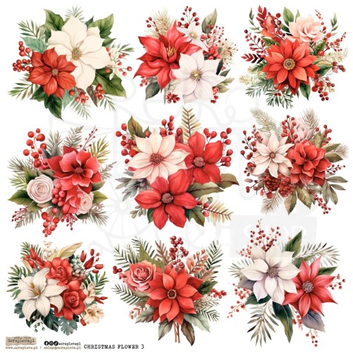 Naklejki do scrapbookingu i art journalingu Christmas Flower 3 ScrapLove