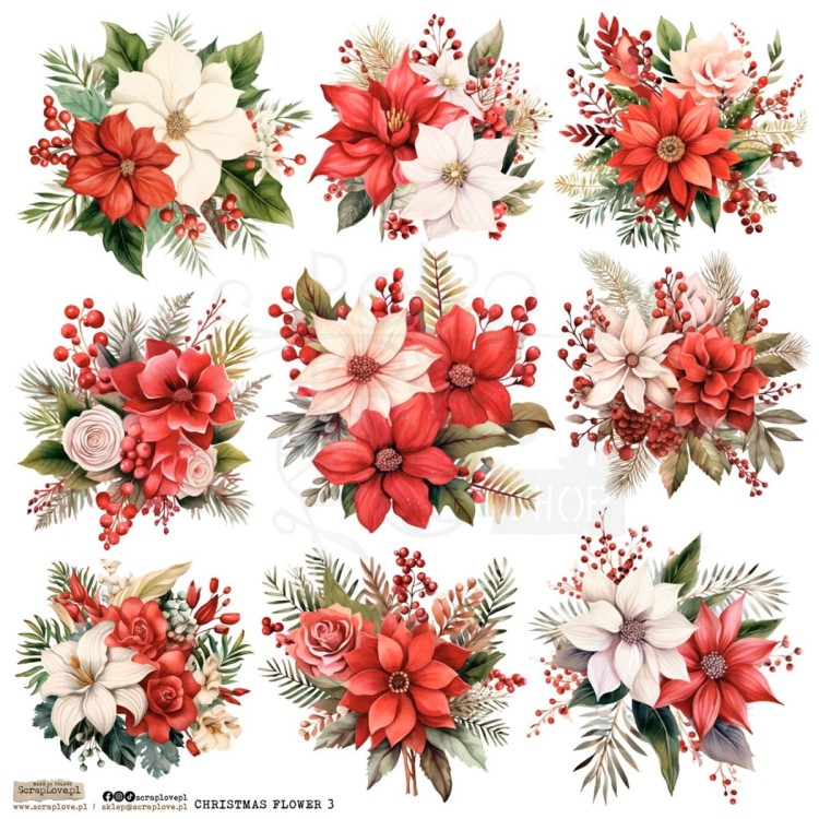 Naklejki do scrapbookingu i art journalingu Christmas Flower 3 ScrapLove