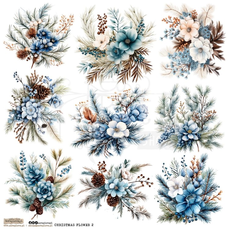 Naklejki do scrapbookingu i art journalingu Christmas Flower 2 ScrapLove