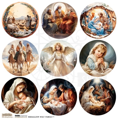 Naklejki do scrapbookingu i art journalingu Medallion Holy Family 1 ScrapLove