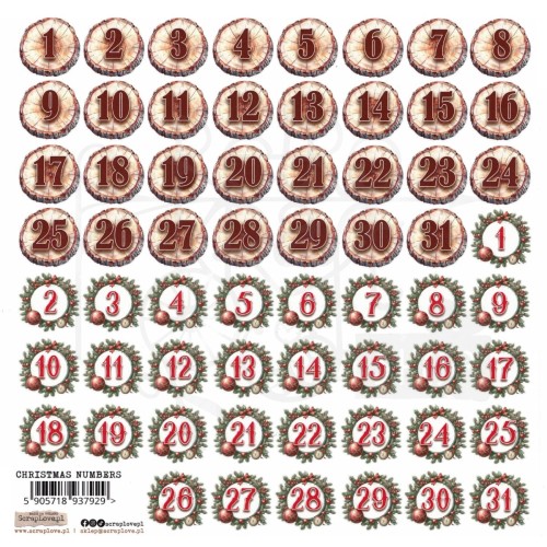 Naklejki do scrapbookingu i art journalingu Christmas Numbers 1 ScrapLove