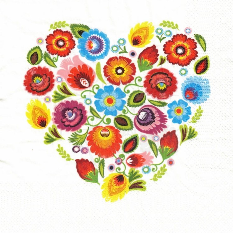 Serwetka 33x33 - Folkowe serce 2