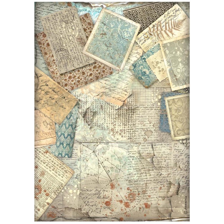 Papier ryżowy do decoupage A4 Alterego Tło z literami DFSA4960 Stamperia