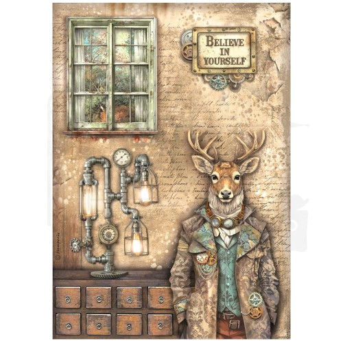 Papier ryżowy do decoupage A4 Alterego Jeleń DFSA4958 Stamperia