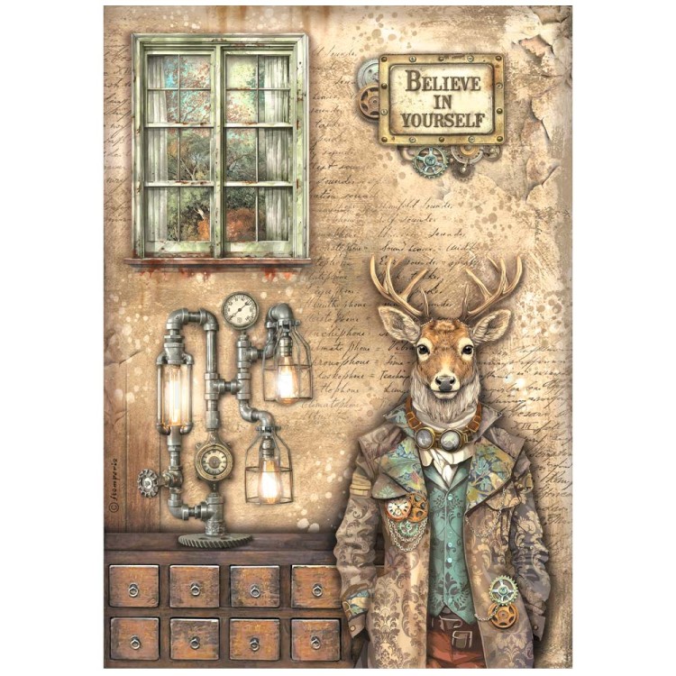 Papier ryżowy do decoupage A4 Alterego Jeleń DFSA4958 Stamperia