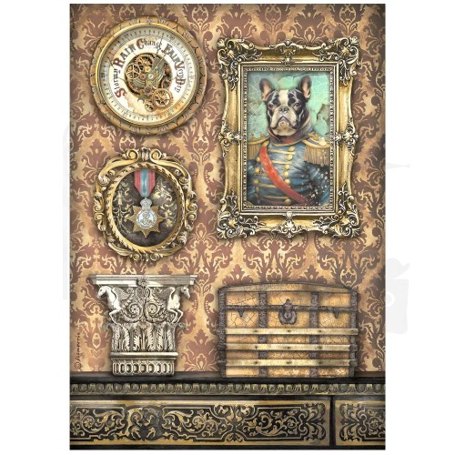 Papier ryżowy do decoupage A4 Alterego Ramka z pieskiem DFSA4956 Stamperia