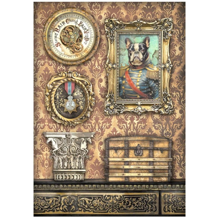 Papier ryżowy do decoupage A4 Alterego Ramka z pieskiem DFSA4956 Stamperia
