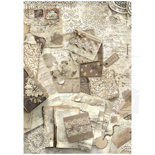 Papier ryżowy do decoupage A4 Old Lace Litery DFSA4963 Stamperia