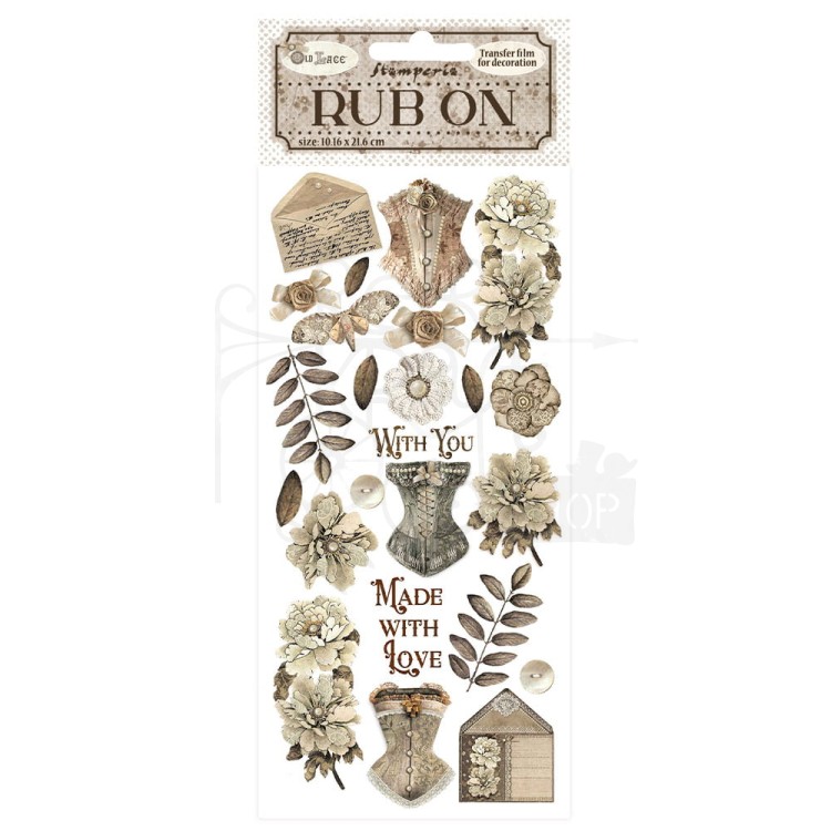Rub-on transfer 10x21.6cm Old Lace Gorsety DFLRB122 Stamperia