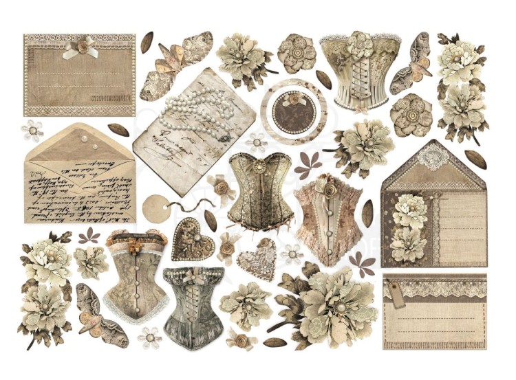 Ozdoby papierowe samoprzylepne Ephemera Old Lace DFLCT55 Stamperia