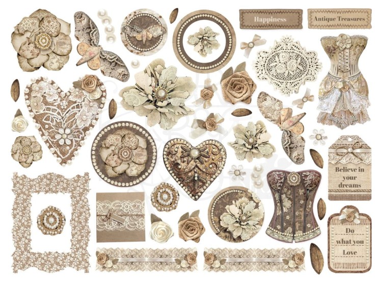 Ozdoby kształty tekturowe Die Cuts Old Lace DFLDC107 Stamperia
