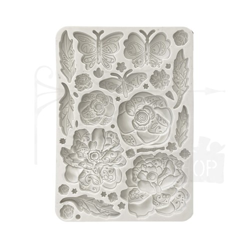 Foremka silikonowa A5 Old Lace Motyle i kwiaty KACMA544 Stamperia
