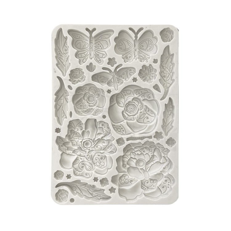 Foremka silikonowa A5 Old Lace Motyle i kwiaty KACMA544 Stamperia