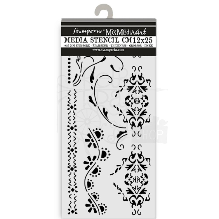 Szablon maska 12x25cm Old Lace Bordiury KSTDL104 Stamperia