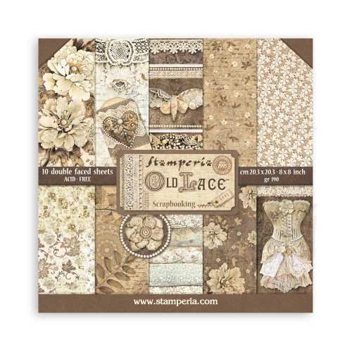 Zestaw papierów do scrapbookingu 20x20 Old Lace SBBS116 Stamperia