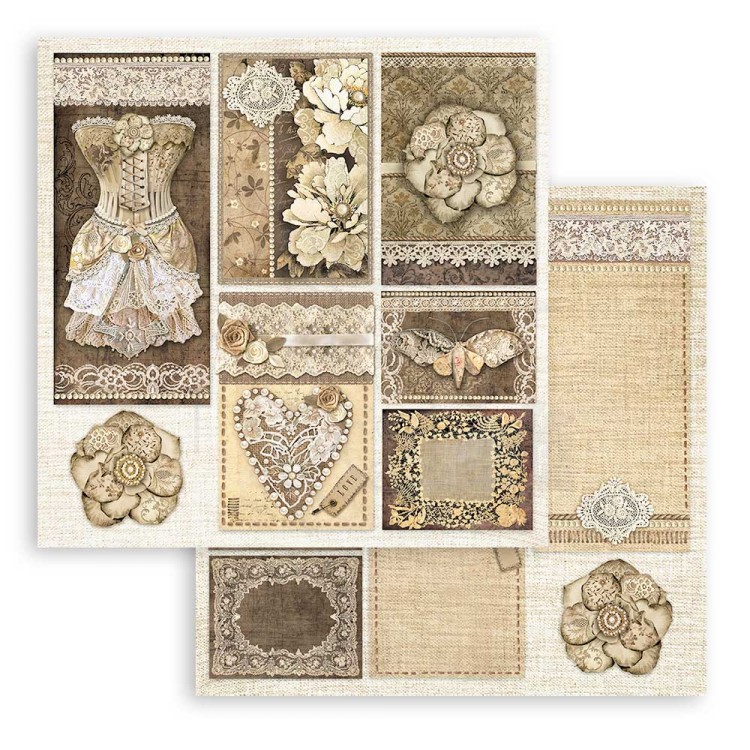 Zestaw papierów do scrapbookingu 20x20 Old Lace SBBS116 Stamperia