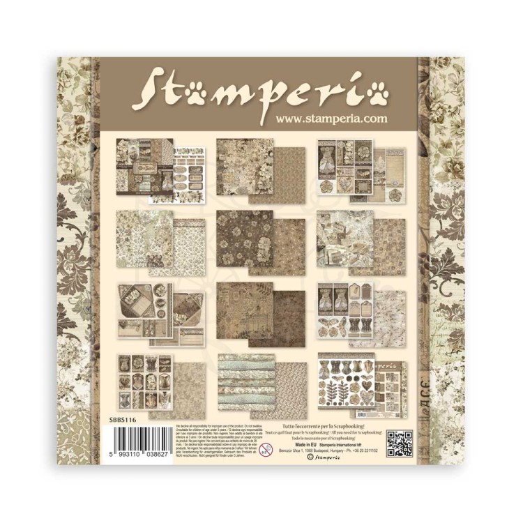 Zestaw papierów do scrapbookingu 20x20 Old Lace SBBS116 Stamperia
