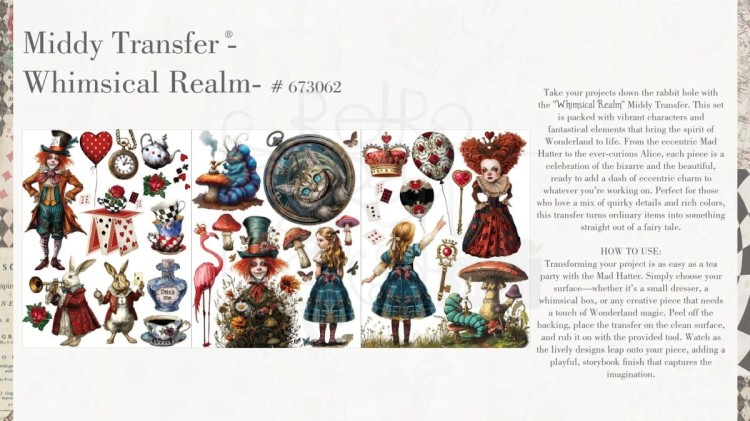 Rub-on decor transfer 21.5x27.9cm Middy Whimsical Realm 673062 Prima