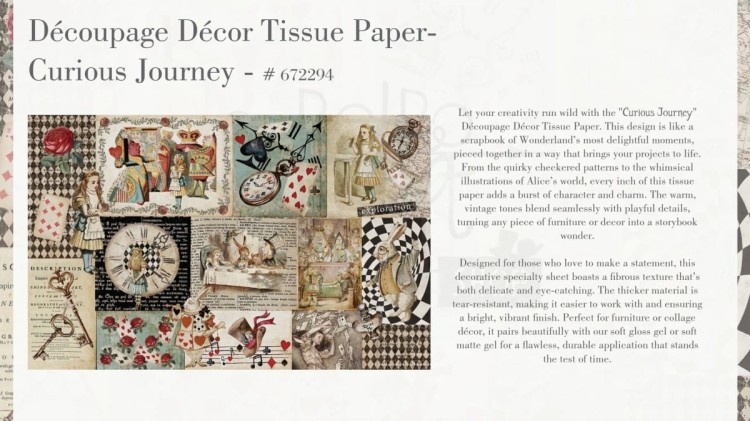 Papier Decoupage Decor Tissue Paper Curious Journey 48x76cm 672294 Prima